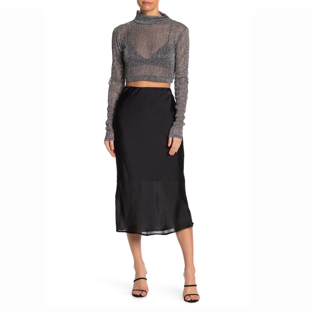 🖤NWT Pull-On Slit Satin Midi Skirt🖤